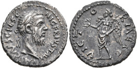Pescennius Niger, 193-194. Denarius (Silver, 18 mm, 3.00 g, 12 h), Caesarea in Cappadocia. IMP CAES C PESC NIGER IVST AVG Laureate head of Pescennius ...