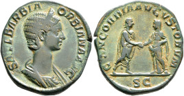 Orbiana, Augusta, 225-227. Sestertius (Orichalcum, 30 mm, 23.43 g, 12 h), Rome, 225. SALL BARBIA ORBIANA AVG Diademed and draped bust of Orbiana to ri...
