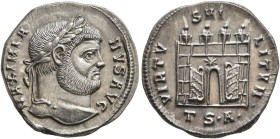 Maximianus, first reign, 286-305. Argenteus (Silver, 19 mm, 3.32 g, 12 h), Thessalonica, 302. MAXIMIA-NVS AVG Laureate head of Maximianus to right. Re...