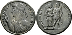 Constantius II, 337-361. Medallion (Bronze, 34 mm, 18.38 g, 6 h), Rome, spring-3 June 350 (?). D N CONSTAN-TIVS P F AVG Rosette-diademed bust of Const...
