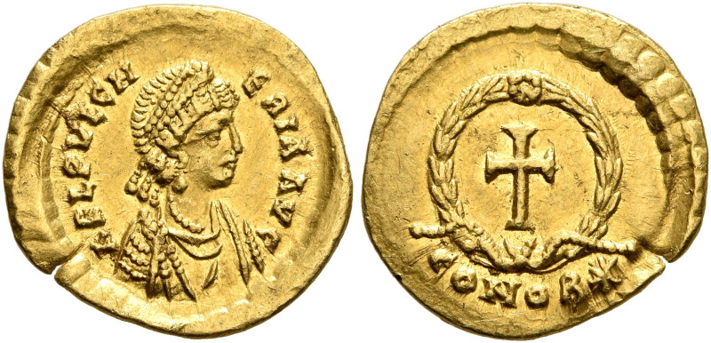 Aelia Pulcheria, Augusta, 414-453. Tremissis (Gold, 13 mm, 1.40 g, 12 h), Consta...