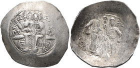Michael II Comnenus-Ducas, despot of Epiros, 1237-1271. Aspron Trachy (Silver, 27 mm, 3.31 g, 6 h), Arta. Christ, nimbate, seated facing on square-bac...