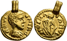 UNCERTAIN GERMANIC TRIBES, Aurum Barbarorum. Late 3rd-early 4th centuries. 'Quinarius' (Gold, 16 mm, 2.83 g, 11 h), 'Derived Gordian Group B'. MHIΛ OM...