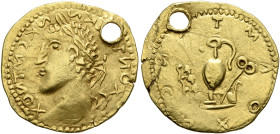 UNCERTAIN GERMANIC TRIBES, Aurum Barbarorum. Late 3rd-early 4th centuries. 'Aureus' (Gold, 18 mm, 2.86 g, 12 h). OXИTMƆ K∾∾K [...]TИOX Laureate imperi...