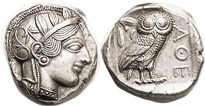 ATHENS, Tet, 449-413 BC, Athena head r/Owl stg r, S2526, Superb EF+, virtually m...