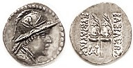 BAKTRIA Eukratides I, 171-135 BC, Obol, Helmeted hd r/caps of the Dioscuri, S757...