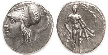HERAKLEIA, Didrachm, 281-268 BC, Athena head l./ Naked Herakles stg r with club,...