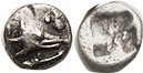 KYZIKOS, Hemiobol, c.500 BC, Head of tunny r, pellet above/4-part incuse, EF, centered, well struck, good definition with fish's eye bold, decent meta...