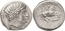 MACEDON, Philip II, 359-336 BC, 1/5 Tetradrachm, Apollo head r/Horseman r, club ...