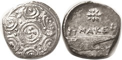 MACEDON, Autonomous, 187-168 BC, Tetrobol, Macedonian shield with swirling cresc...