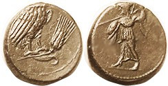 METAPONTUM, Æ14, c. 300-250 BC, Athena adv l./Owl stg r, on barley ear; AEF, obv nrly centered with figure virtually complete, rev sl off-ctr with owl...