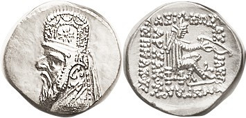 PARTHIA, Mithradates II, Drachm, Sellw.28.1, Choice Mint State, perfectly center...