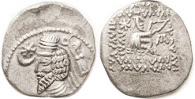 PARTHIA, Phraatakes, 2 BC - 4 AD, Drachm, Sellw.56.7, VF+/VF, somewhat off-ctr, decent metal with lt tone. Scarce. (A VF sold for $204, Rauch 9/08.)