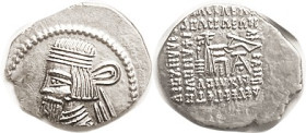 PARTHIA, Artabanus II (or now IV), Drachm, Sellw.63.6, EF, somewhat off-ctr as usual on a large flan, good bright silver, portrait fully sharp. (An EF...