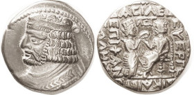 PARTHIA, Vardanes II, Tet, Rev Tyche giving wreath to std King, Sellw Type 69, Year unlisted; Choice VF, well centered, bold two-toned appearance, usu...