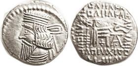 PARTHIA, Vologases III (now he wants to be called Pakoros I), 105-147 AD, Drachm, Sel. 78.3, EF, obv centered only sl low, good bright silver, portrai...