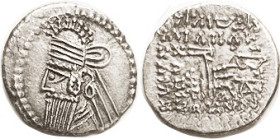 PARTHIA, Vologases IV, Drachm, Sell.84.131, EF, nrly centered, obv well struck with sharp portrait, rev typically somewhat crude; good metal with lt t...
