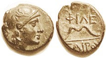 PERGAMENE Kingdom, Philetairos (the Eunuch King), 282-263 BC, Æ12, Athena head r/ bow; Choice VF, smooth dark greenish-brown patina, good detail. (A G...