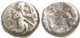 PERSIA, Siglos, c. 450-330 BC, King stg r with spear & bow, S4682 (£75); F, well centered & clear, with some detail; round banker mk behind king. (A F...