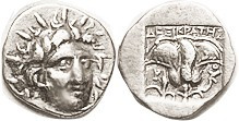 RHODES, Hemidrachm, c.170-150 BC, Radiate Helios head facg 3/4 r/ Rose in incuse...