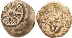 Alexander Jannaeus, Prutah, H-1150, Star/anchor & lgnd; AEF/VF, somewhat off-ctr, smooth dark patina with orangy hilighting, most of lgnd visible, sta...
