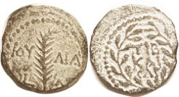 Valerius Gratus, 15-26 AD, Prutah, H-1338, Lgnd in wreath/Palm branch, L-Delta (Yr 4); VF+, a little off-ctr, dark green with paler green hilighting i...