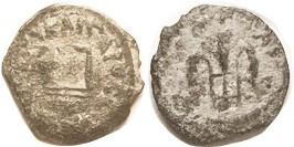 Pontius Pilate, 26-36 AD, Prutah, H-1341, Simpulum/3 bound grain ears; call it AF or so, sl off-ctr, a little rough, partial lgnd. (A F/AF brought $67...