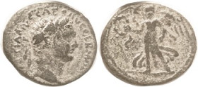 Judaea Capta, Domitian, Caesarea Maritima, H-1456var, Æ20, Bust r/Nike adv l, no lgnd; AVF, centered, two-toned green patina, nice. (A VF brought $260...