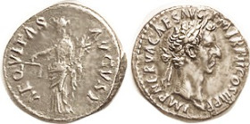 NERVA, Den, AEQVITAS AVGVST, Guess who (yes, Aequitas) stg l; AEF/VF, well centered & struck, sl surface imperfections mainly on rev, including a shal...