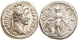 ANTONINUS PIUS, Den., COS IIII, Annona stg l, with modius & rudder; Choice EF, well centered & struck, good lustrous silver, sharp portrait of fine st...