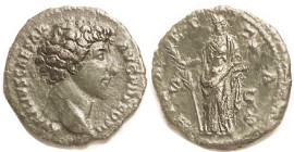 MARCUS AURELIUS, As Caesar, As, HILARITAS, Hilaritas giggling l; VF, nrly centered, full lgnds, deep green patina, only minor surface blemishes; quite...