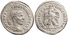 PHILIP I, Antioch Tet, Bust rt/Eagle stg r, ANTIOXIA SC below, Pr.445; Choice EF, well centered & an excellent strike throughout; good bright silver s...