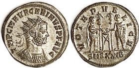 CARINUS, As Aug, Ant, VOTA PVBLICA, Carinus & Numerian stg at altar with standards, SMSXXIB; Choice EF+, virtually Mint State, well centered & sharply...
