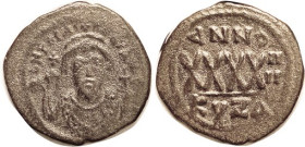 PHOCAS, Follis, S665, F+/VF, brown patina, evenly granular surface, face fairly clear, rev quite bold. (A VF [porous] sold for $207, F&S 12/09.)