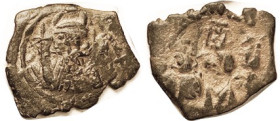 CONSTANS II, Follis, S-1014, F-VF or so, very irregular flan, overstruck hence garbled & crude looking, smooth dark patina with earthen hilighting. (A...