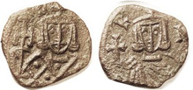 LEO V, Follis. S1638, VF, usual small squared flan, greenish-brown patina, both portraits quite strong. (Better than a VF bringing $125, Pegasi 11/12....