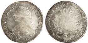 FRANCE, Ecu 1786-Cow (Pau mint), rev center worn, otherwise strong VG, good metal with lt tone, no adjustment marks.