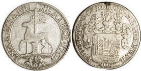 GERMANY, STOLBERG-Stolberg, 1/6 Thaler 1764C, Stag/Arms, F small damage at rev top rim.