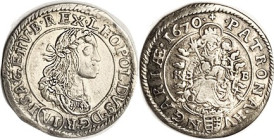 HUNGARY, Leopold the Hogmouth, Ar 6 Kreuzer, 1670-KB, 26 mm, Bust r/Madonna & child; VF-EF/F-VF, well struck, lt tone, nice.