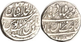 INDIA, Mughals, Muhammad Shah, 1719-48, Rupee, Shahjahanabad, Yr.11, AVF, 2 tiny punchmks.