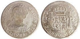 MEXICO, 2 Reales, 1782FF, Strong VG/AF, nicely toned, tiny dig below GRATIA.