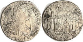 MEXICO, 8 Reales 1801-FT, F, but rather corroded surfaces, probably sea salvage.