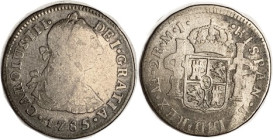 PERU, 2 Reales 1785-MI, VG, bold, sl uneven but pleasant tone.