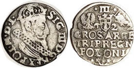 POLAND, Ar 3 Gros, 1622, Sigismund bust, 20 mm, VG-F, ltly toned, bold, clear & decent.