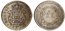 PORTUGAL, 20 Reis 1848, 36 mm, F.