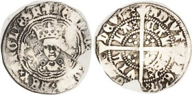 Henry VI, Half Groat, S-1840, Calais, F, somewhat uneven, flan crack, significant edge chip. King's face clear. (A VF brought $420, Munz Zentr 4/09.)