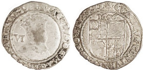 James I, 6 Pence, 1606, escallop, S2657; VG+, better at peripheries but wkness in centers, portrait outlined but little detail; faint scr; otherwise g...