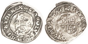 Charles I, 1625-49, Ar 2d, bust l./shield, mm Portcullis, S2830, F-VF or so, som...
