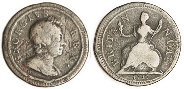 George I, Farthing 1717, the scarce "dump" 1-year-type; AF, medium brown, some l...