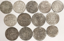 NEPAL, 13 diff silver Mohars 1709-91, identified, all VF or better, nice.